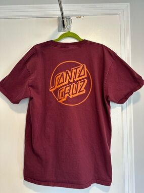 Santa Cruz Skateboards Y2K Sz:XL Maroon Orange Spellout Skater Tee Streetwear.